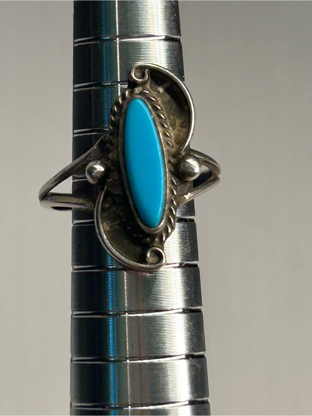 Vintage Navajo Silver Turquoise Marquise Ring Women’s Size 5